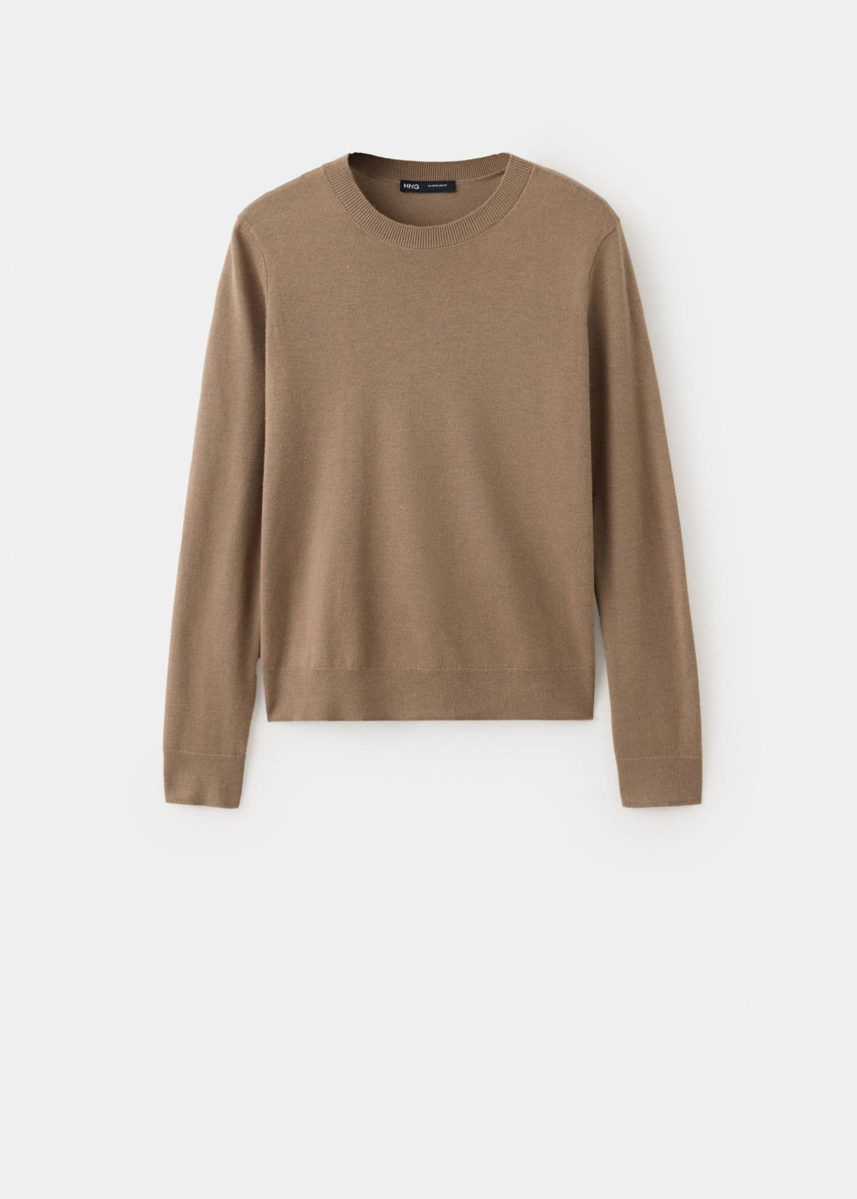 Fine-knit crew-neck sweater — Medium Brown