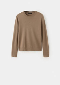 Fine-knit crew-neck sweater — Medium Brown 8