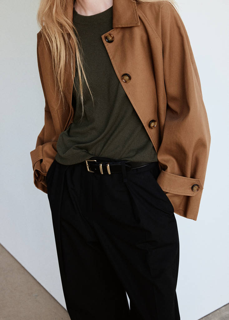 Fine-knit crew-neck sweater — Khaki