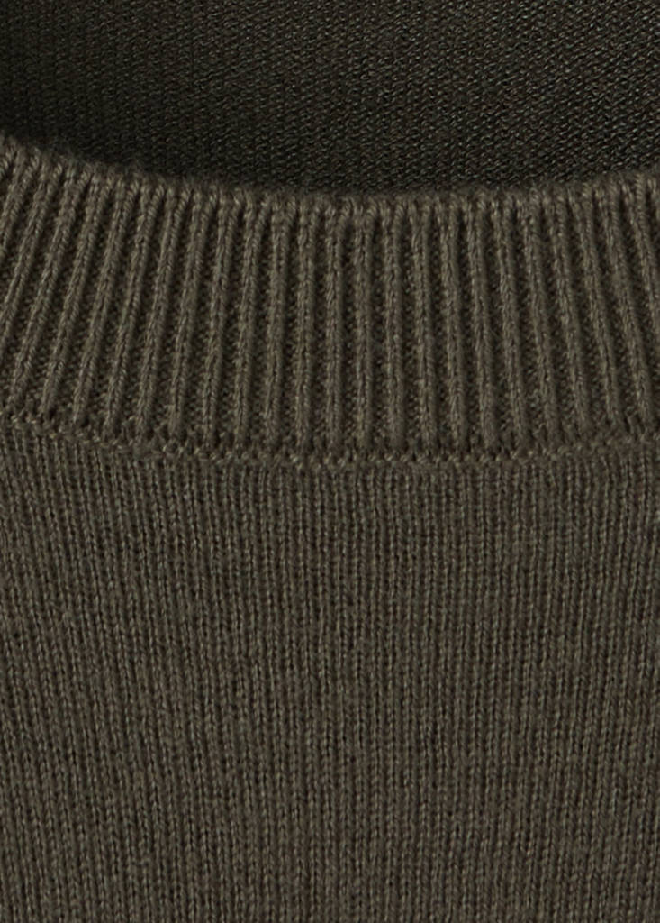 Fine-knit crew-neck sweater — Khaki