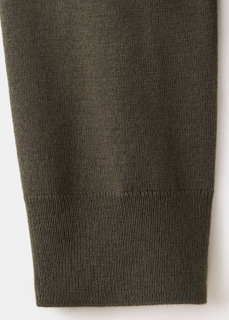 Fine-knit crew-neck sweater — Khaki