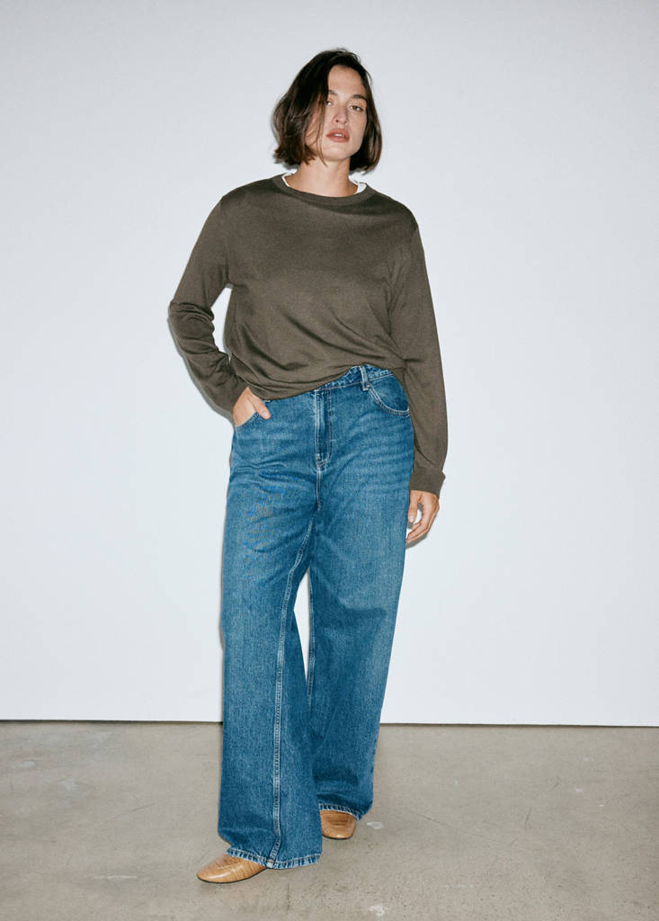 Fine-knit crew-neck sweater — Khaki