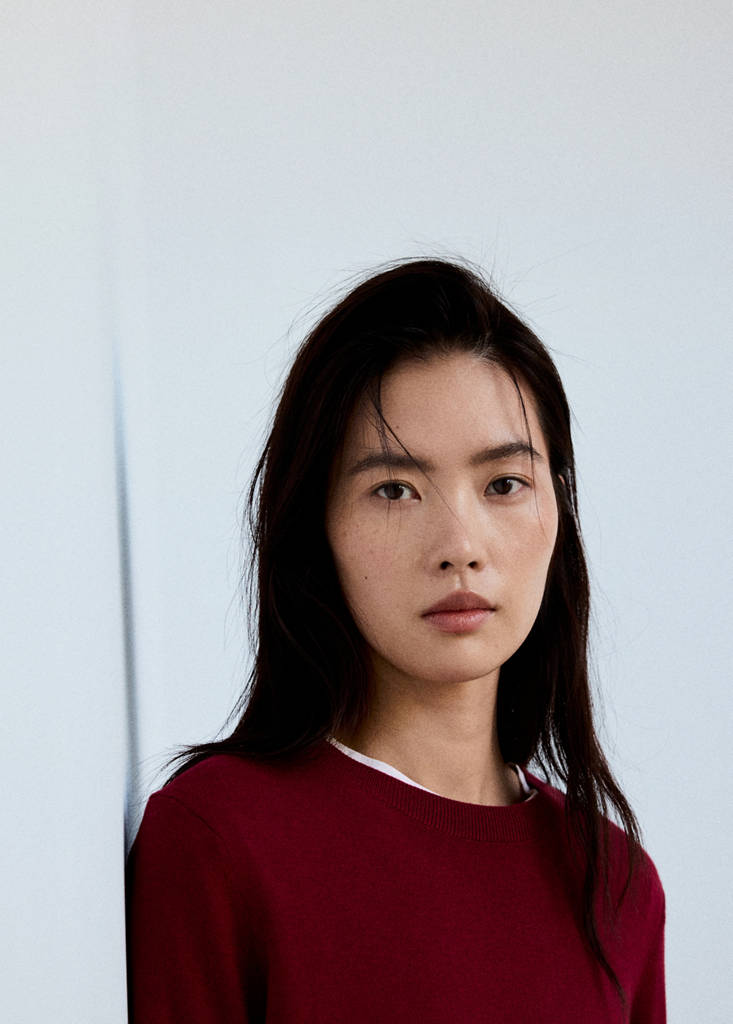 Fine-knit crew-neck sweater — Maroon