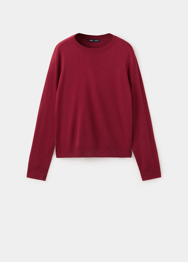 Fine-knit crew-neck sweater — Maroon