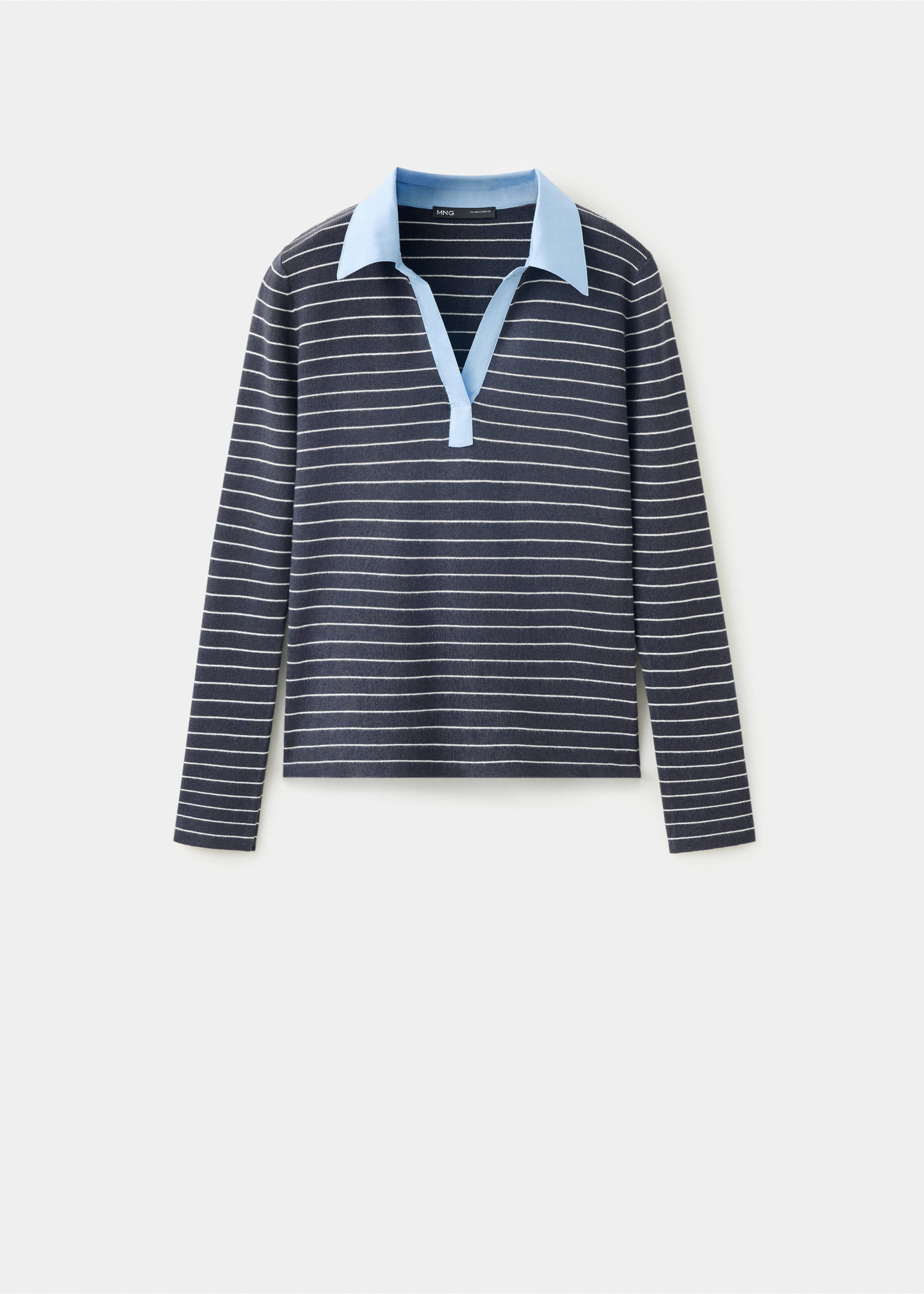 Fitted striped jersey with shirt collar - Article without model, Medium Heather Grey. Ref: 37015842-00.