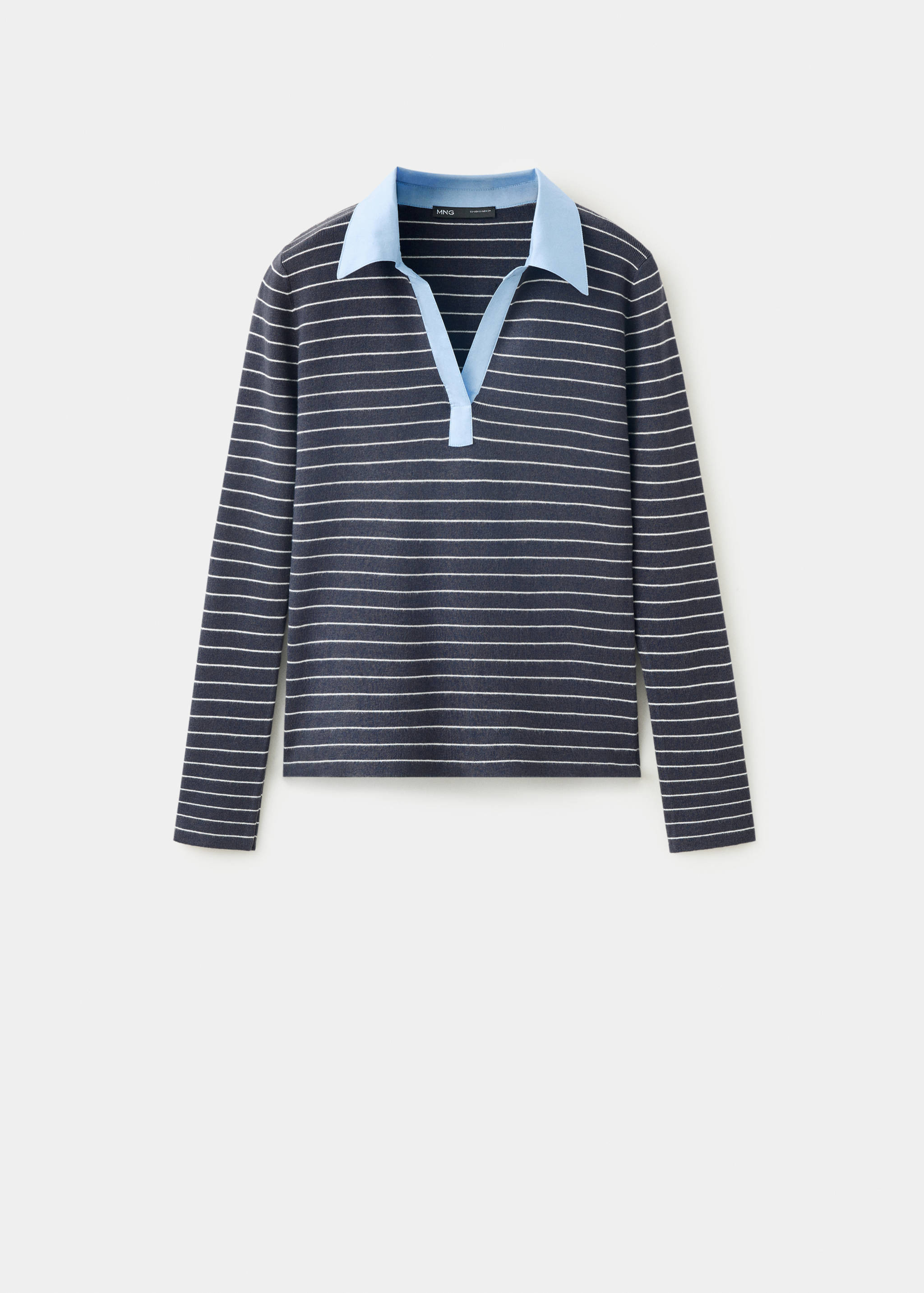 Fitted striped jersey with shirt collar - Article without model