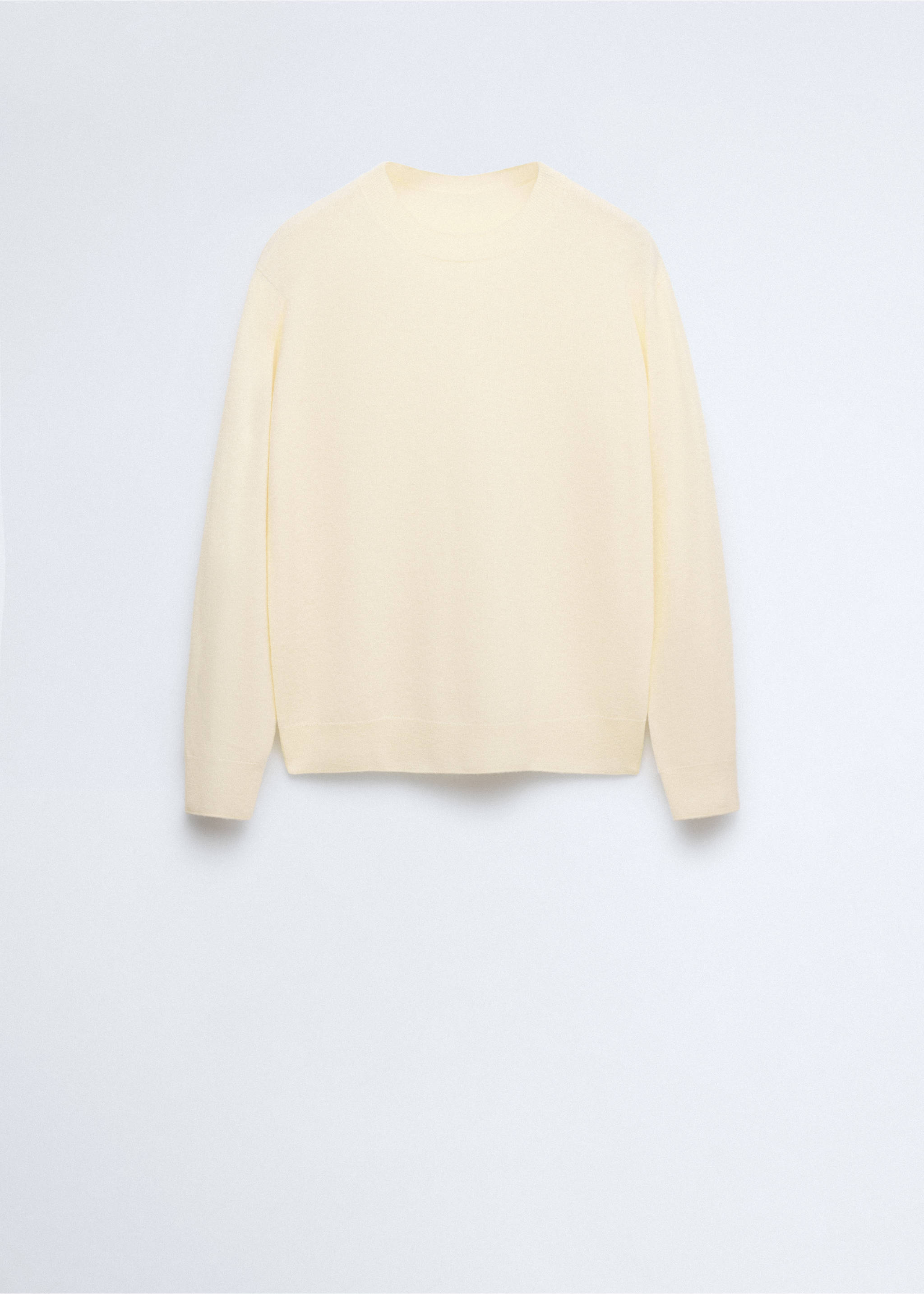 100% wool round-neck sweater - Article without model, Pastel Yellow. Ref: 37015843-00.