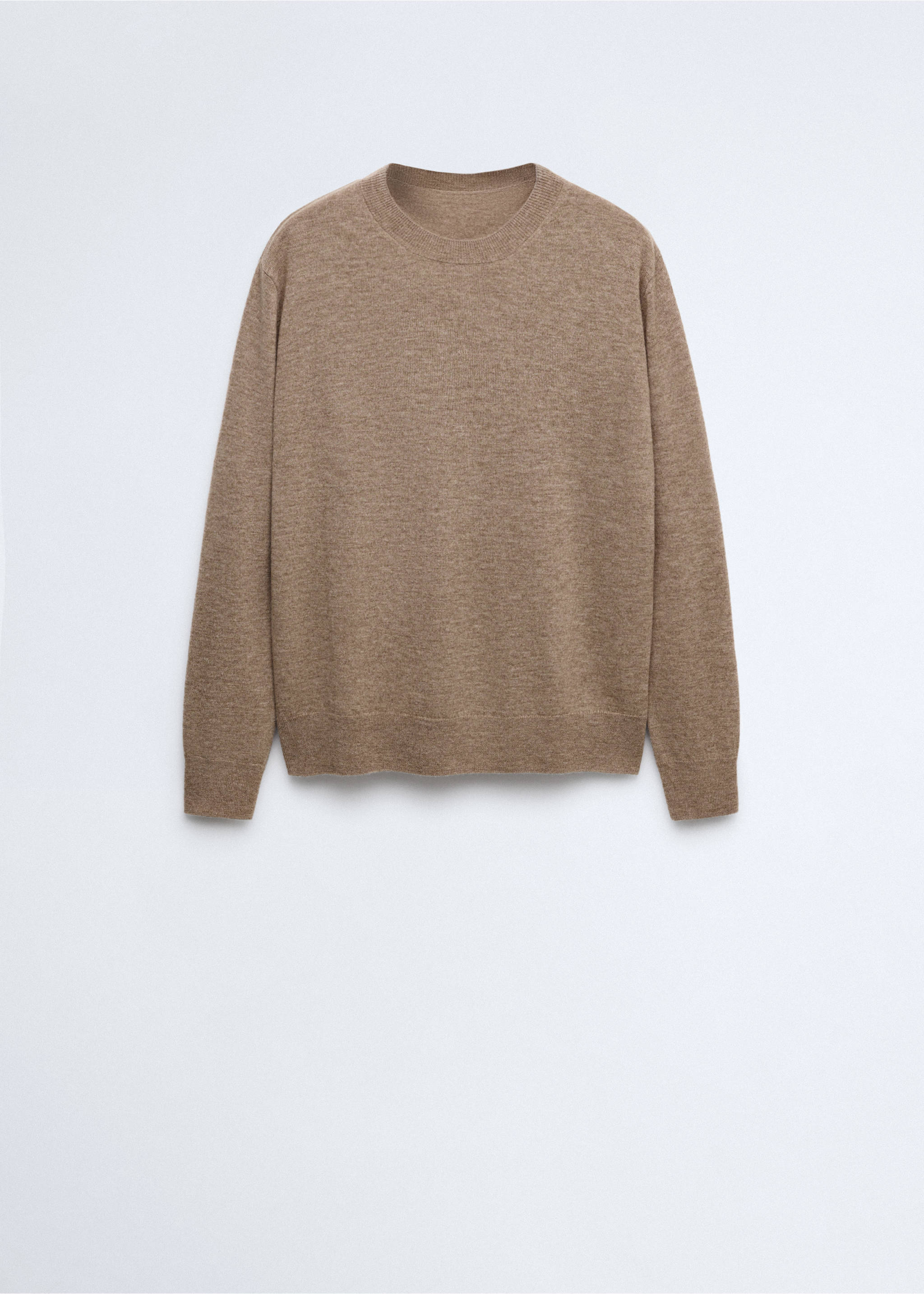 100% wool round-neck sweater - Article without model, Medium Brown. Ref: 37015843-00.