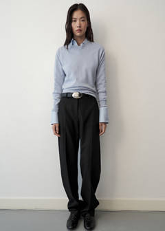 100% wool round-neck sweater — Sky Blue 2
