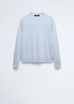 100% wool round-neck sweater — Sky Blue 4