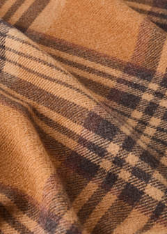 Tartan check throw with fringes — Ochre 2