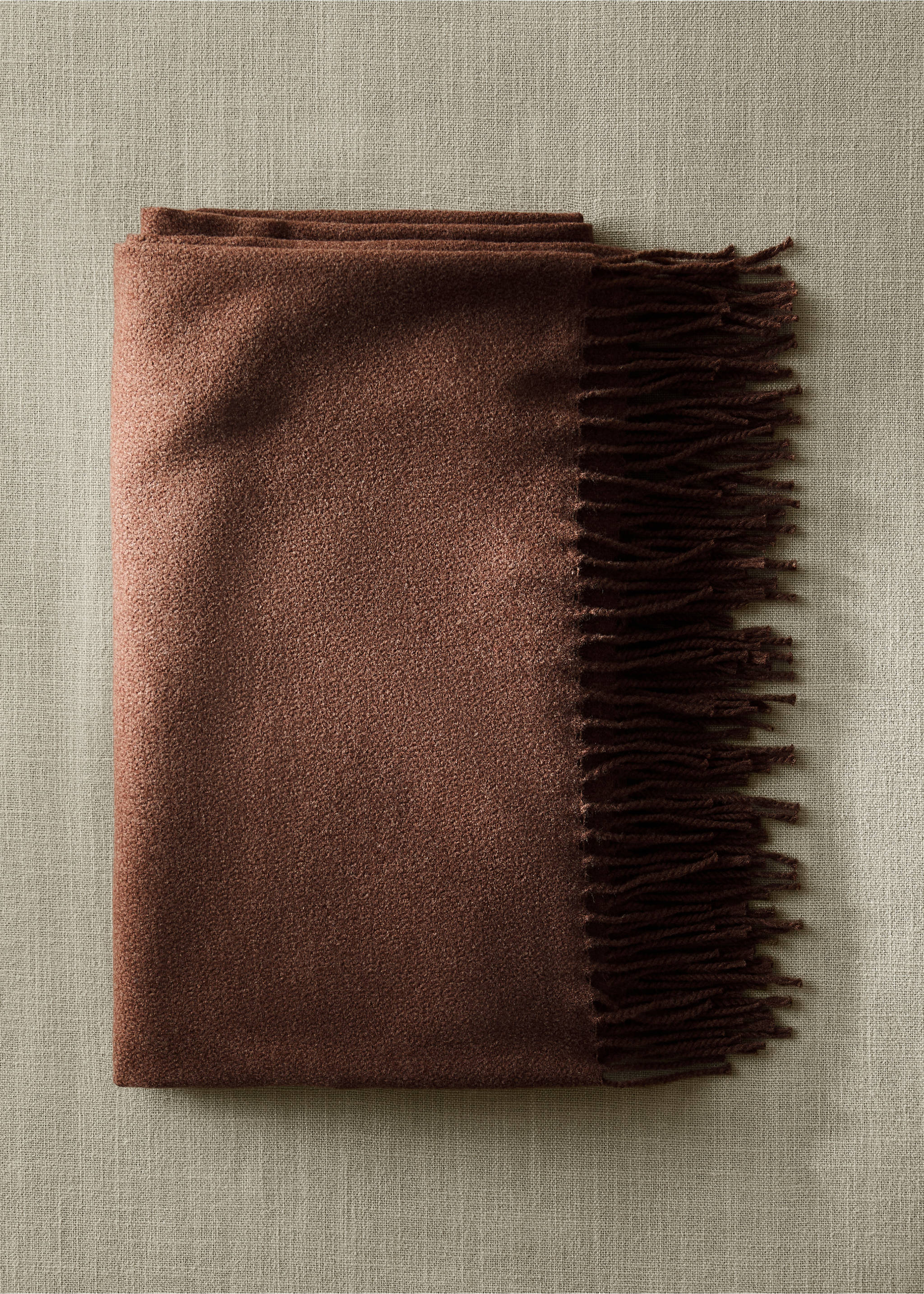Soft blanket with fringe detail - General plane, Ochre. Ref: 37015845-00.