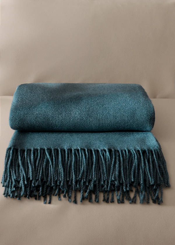 Soft woven blanket with textured structure — Petrol Blue