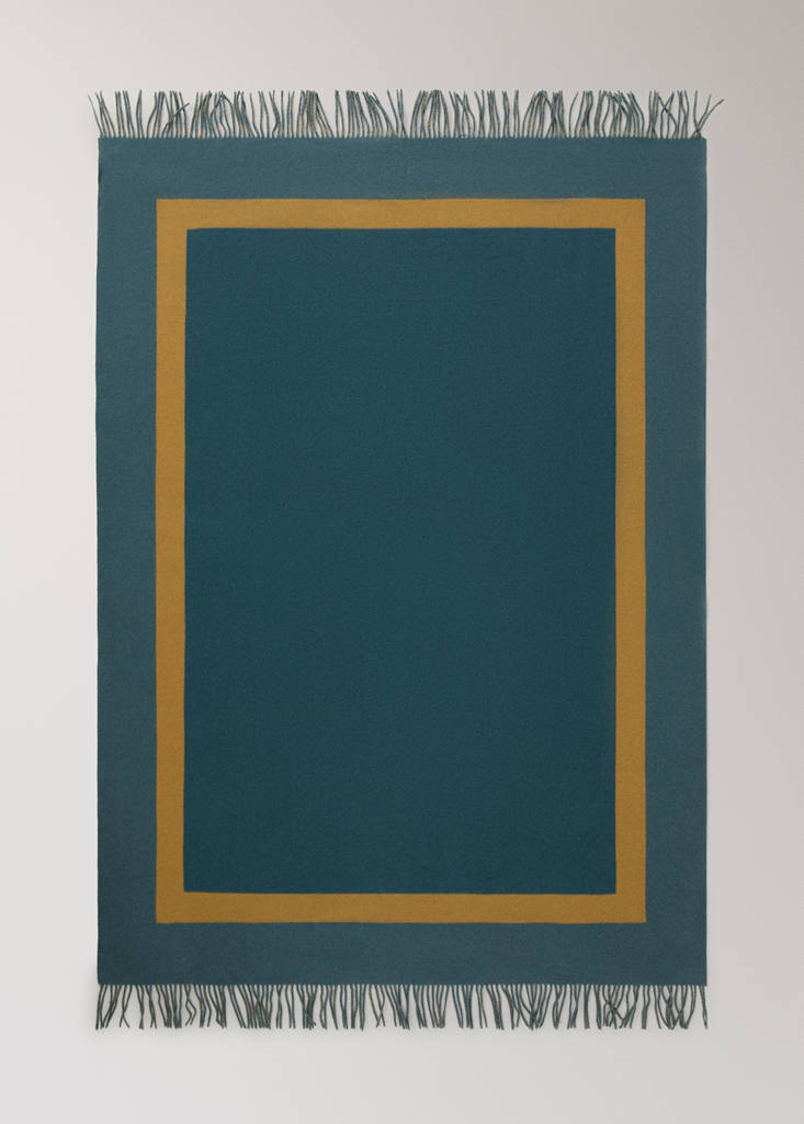Wool blanket with fringe finish — Petrol Blue