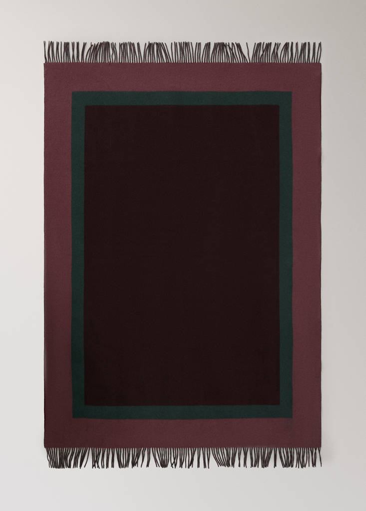 Wool blanket with fringe finish — Dark Red