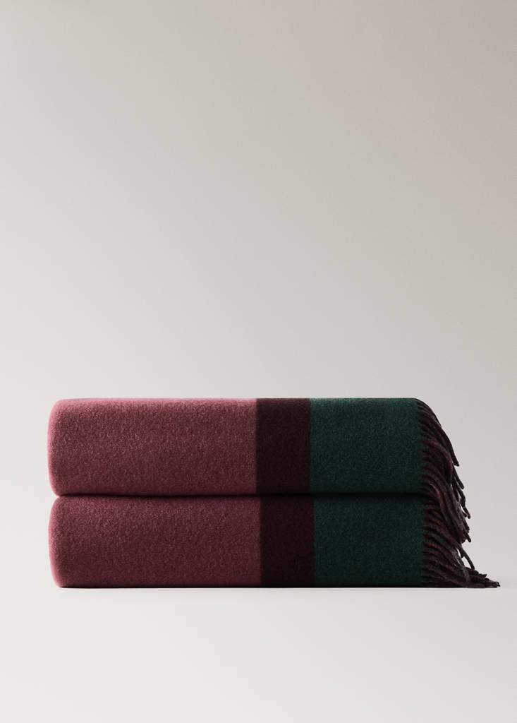 Wool blanket with fringe finish — Dark Red