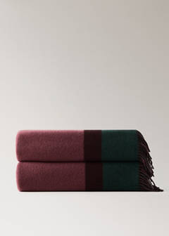 Wool blanket with fringe finish — Dark Red 6