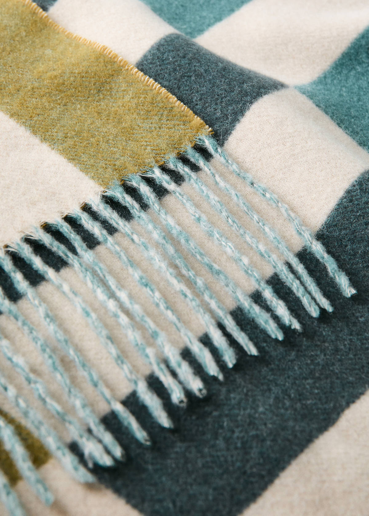 Wool-blend striped throw — Aqua Green