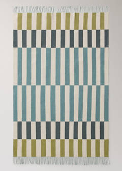 Wool-blend striped throw — Aqua Green 3