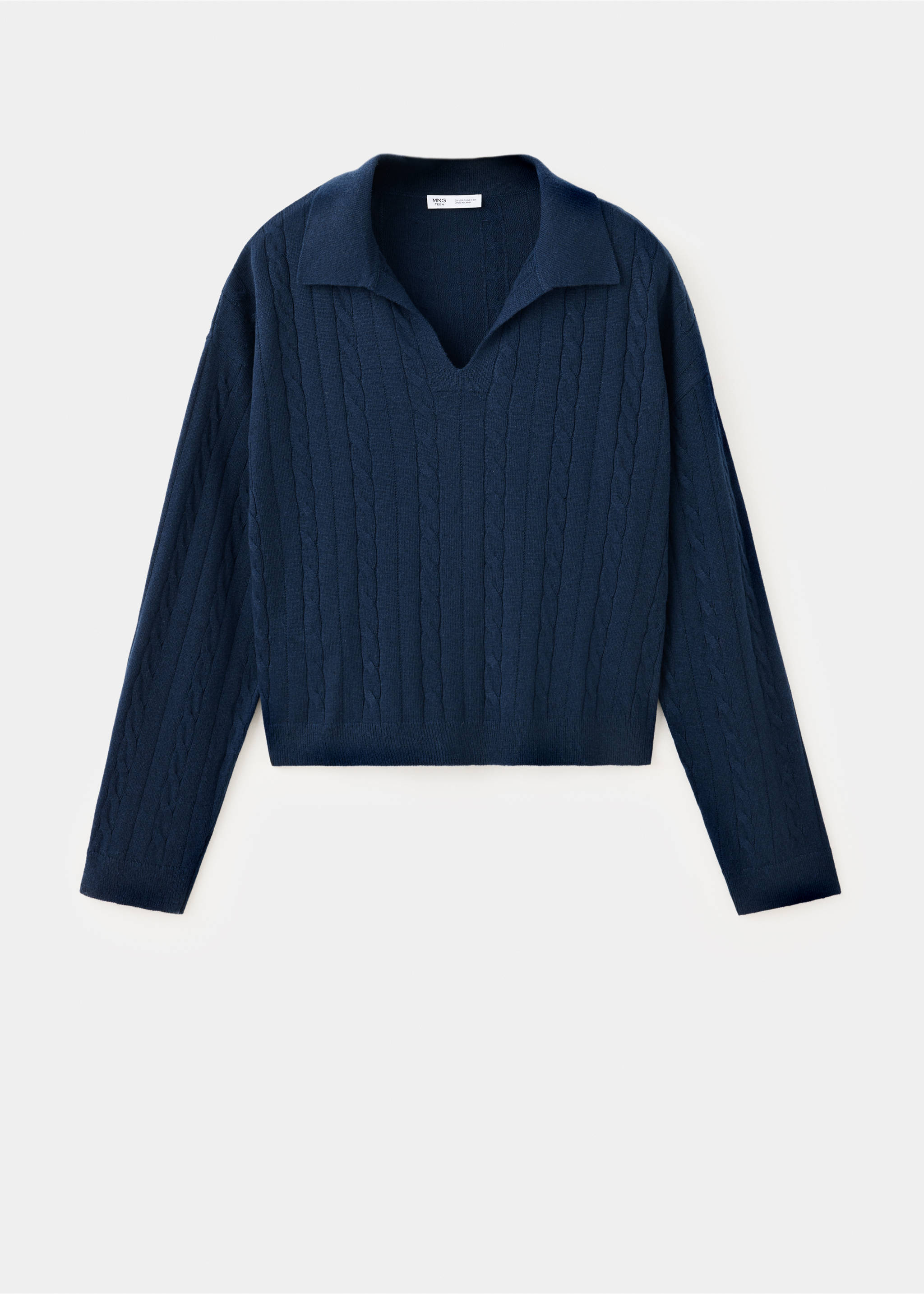 Braided polo-neck sweater - Article without model, Navy. Ref: 37015848-00.