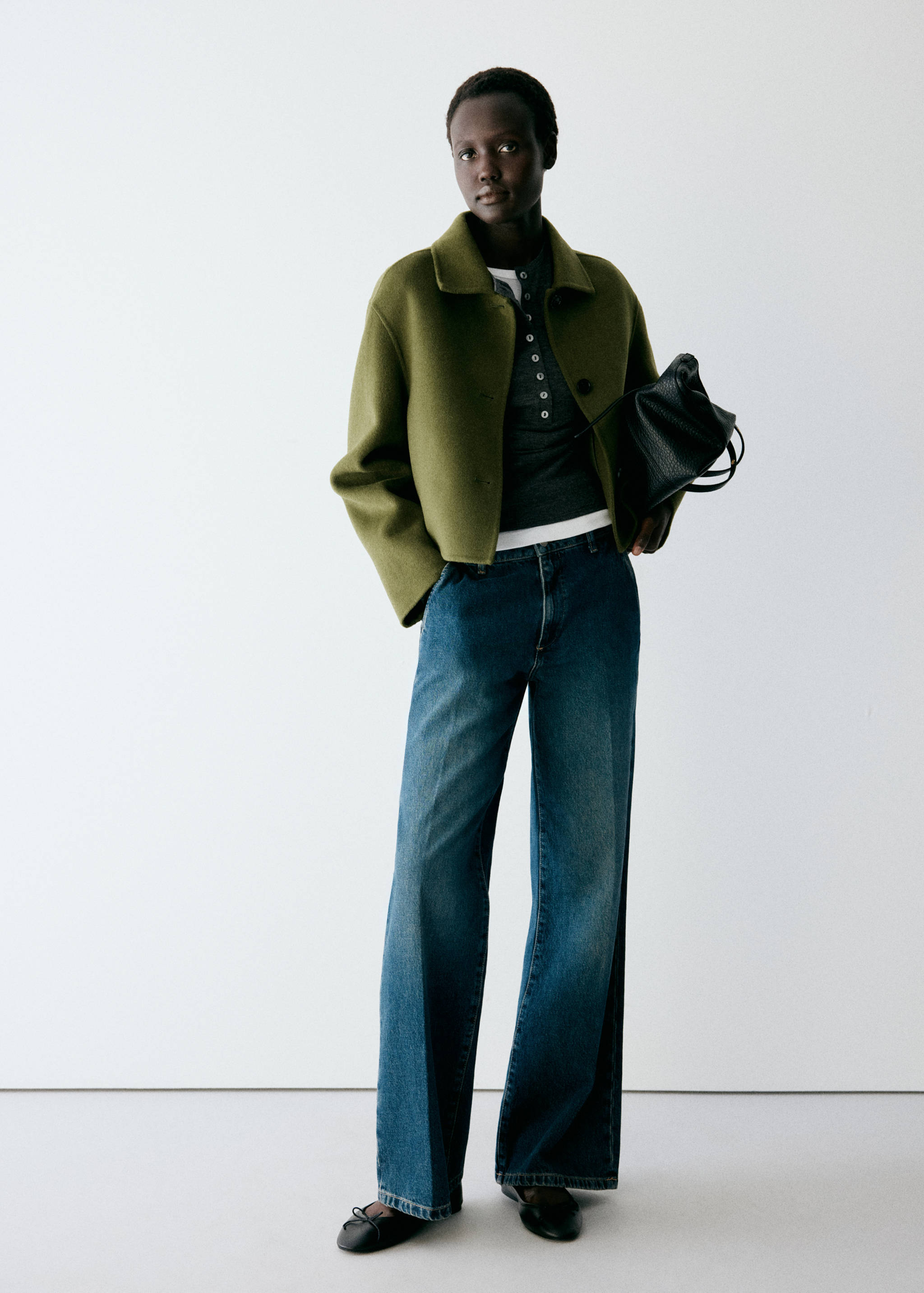 Wool jacket with shirt collar - General plane
