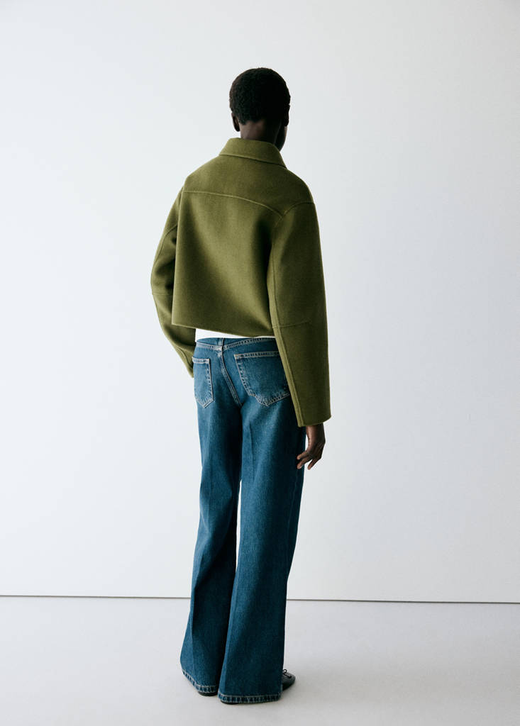 Wool jacket with shirt collar — Green