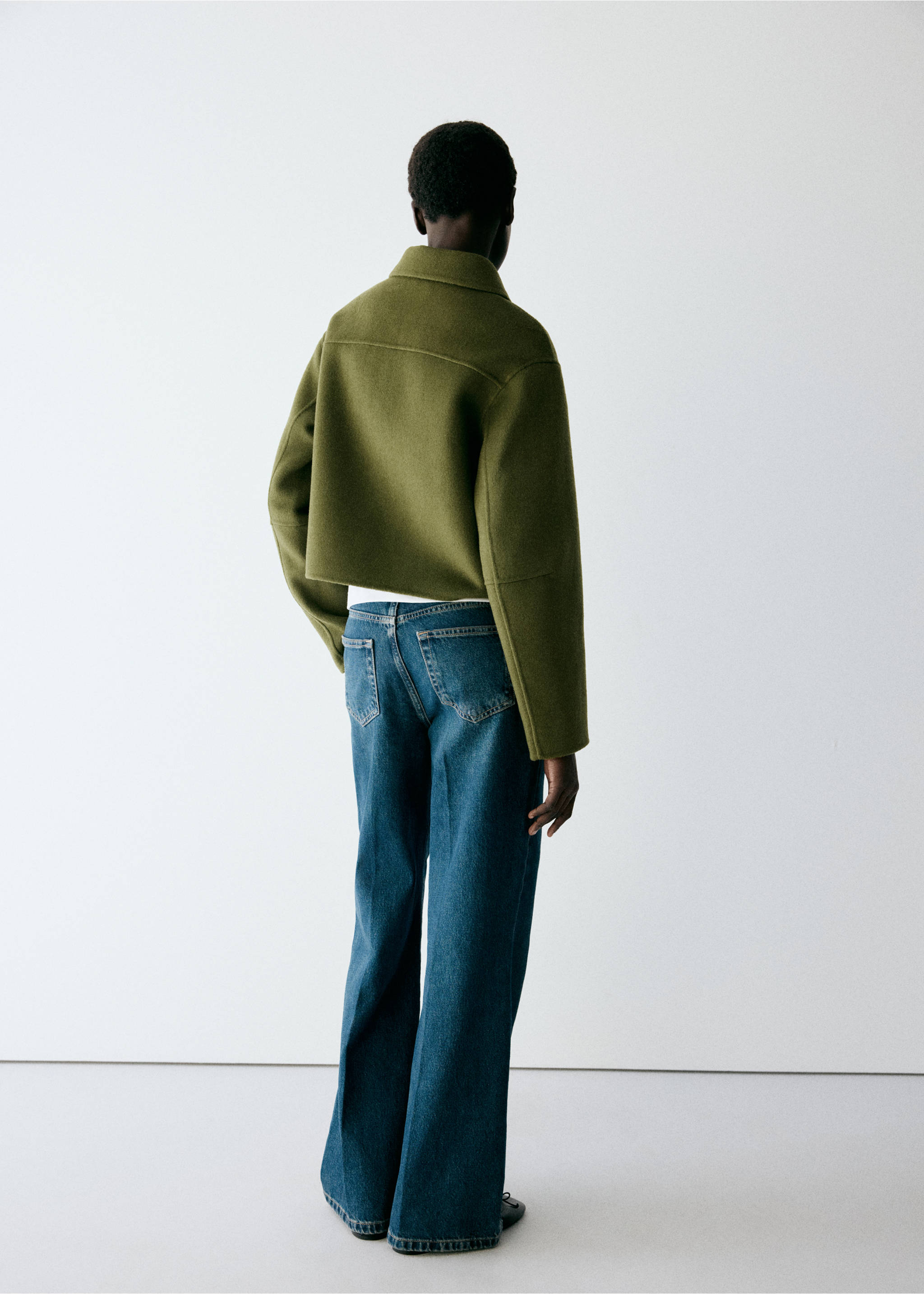 Wool jacket with shirt collar - Reverse of the article, Green. Ref: 37015849-00.