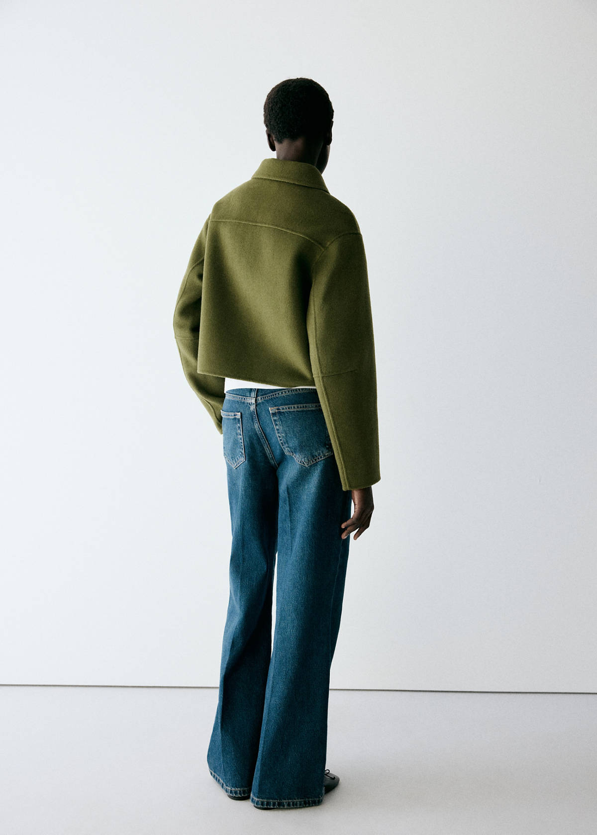 Wool jacket with shirt collar — Green