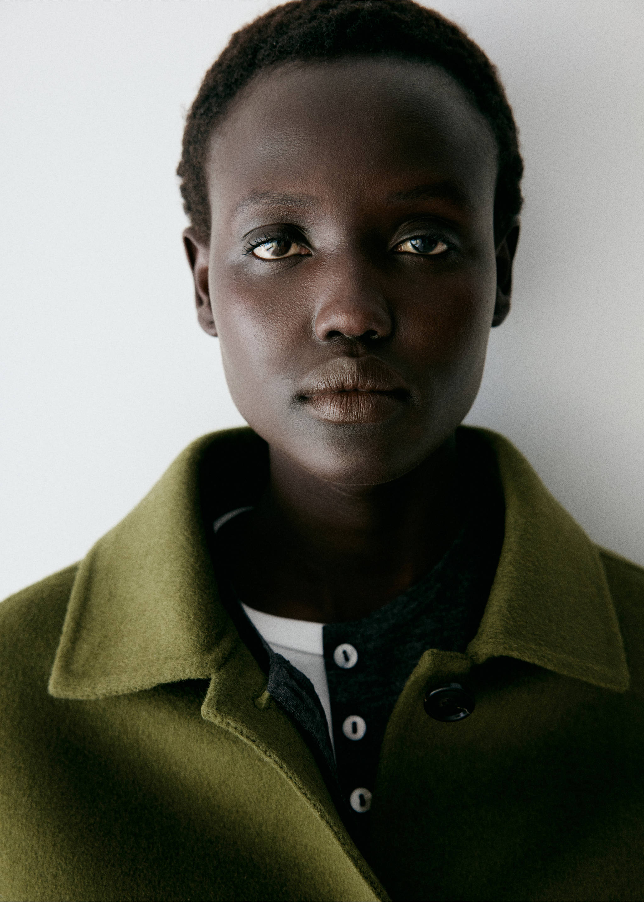 Wool jacket with shirt collar - Details of the article 1, Green. Ref: 37015849-00.