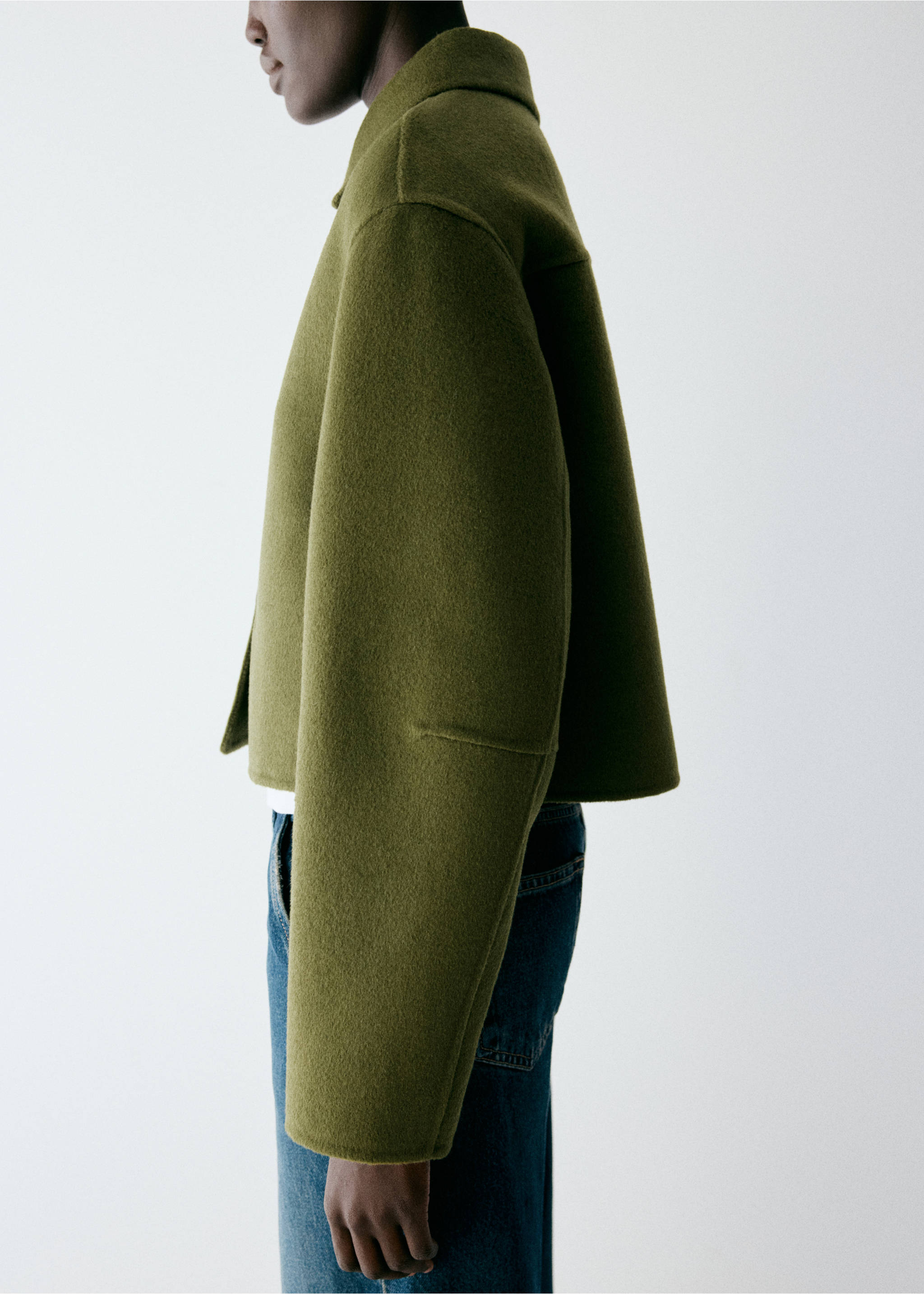 Wool jacket with shirt collar - Details of the article 3, Green. Ref: 37015849-00.