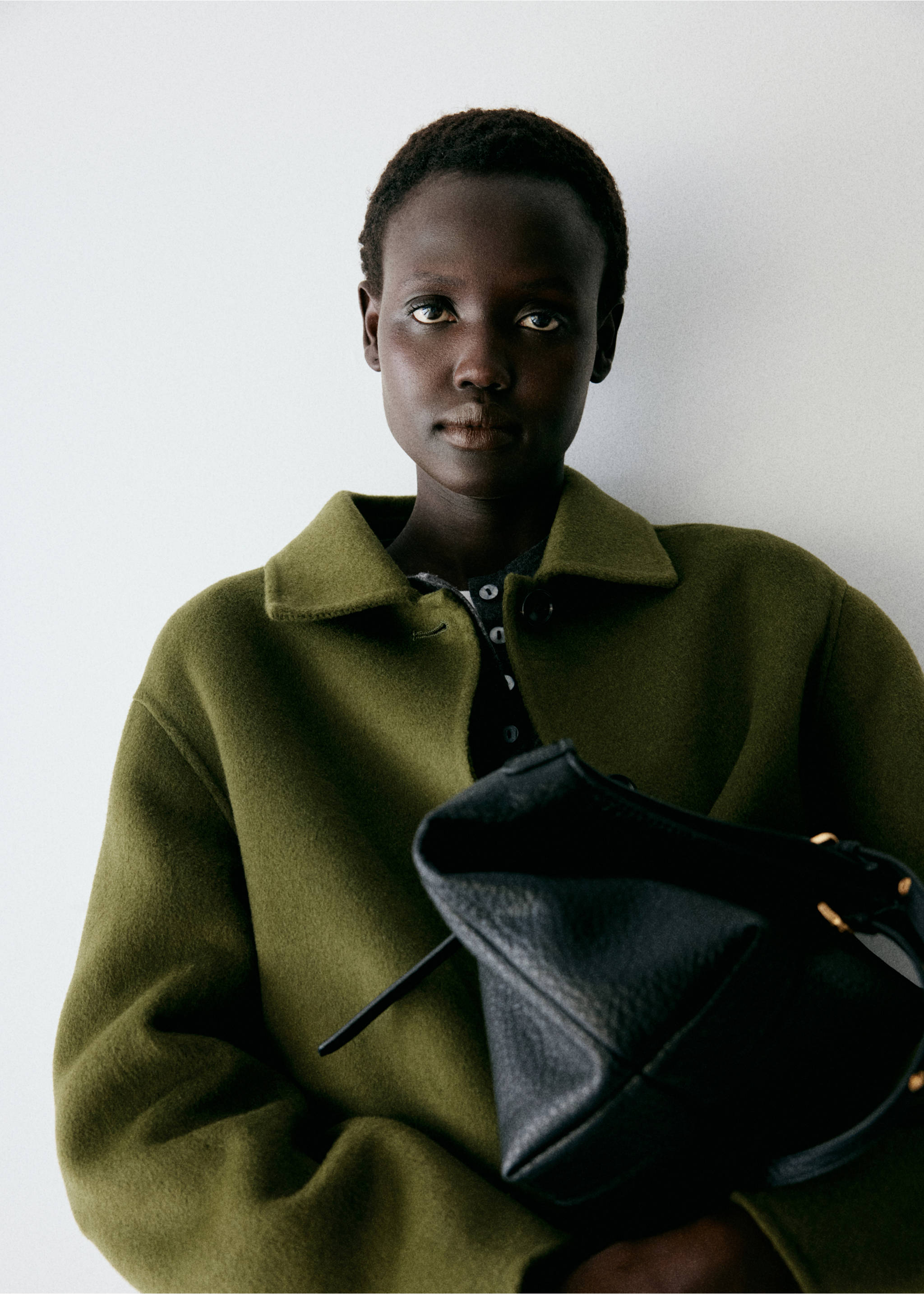 Wool jacket with shirt collar - Details of the article 2, Green. Ref: 37015849-00.
