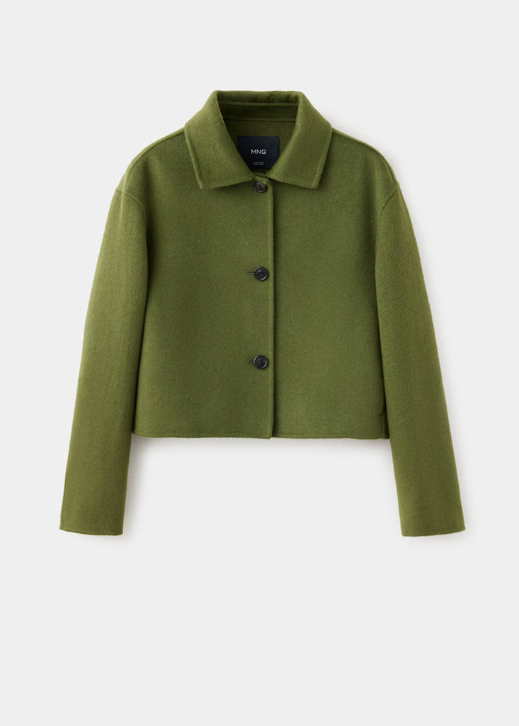 Wool jacket with shirt collar — Green