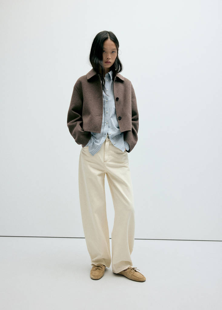 Wool jacket with shirt collar — Medium Brown
