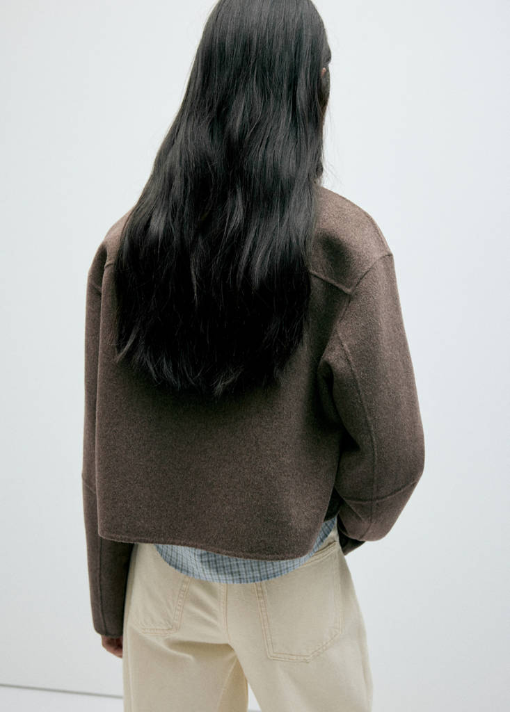 Wool jacket with shirt collar — Medium Brown