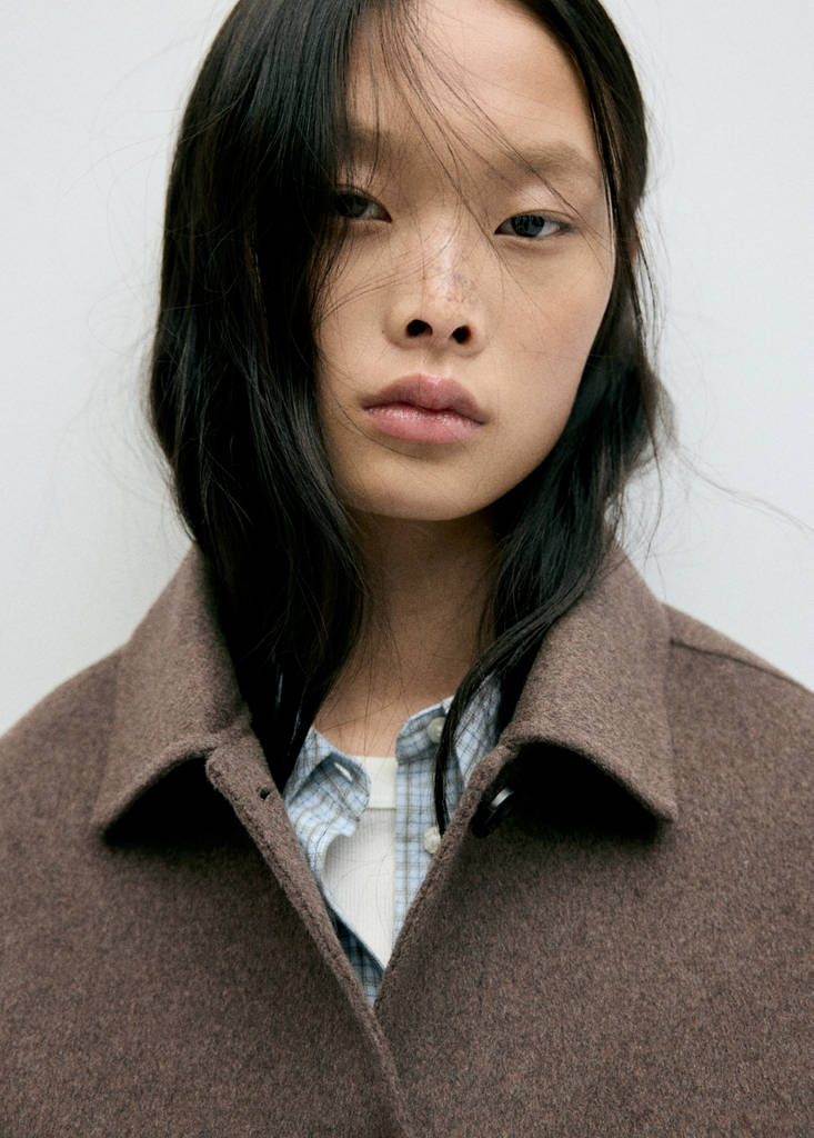 Wool jacket with shirt collar — Medium Brown