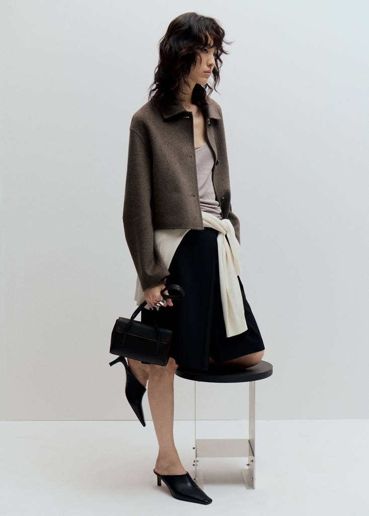 Wool jacket with shirt collar — Medium Brown