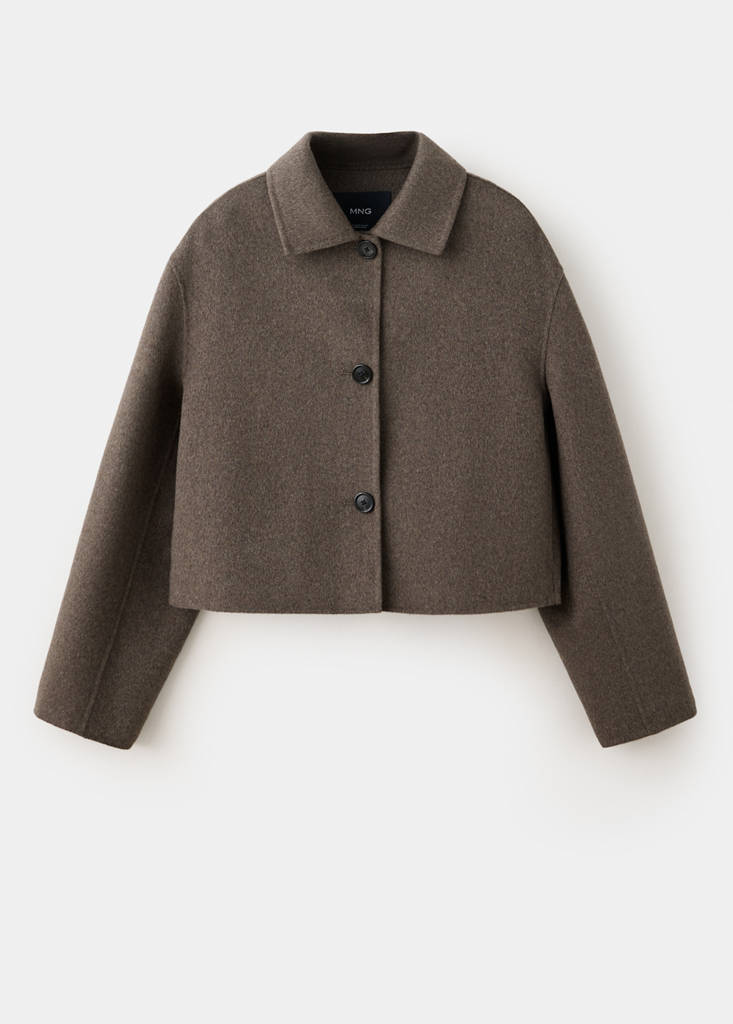 Wool jacket with shirt collar — Medium Brown