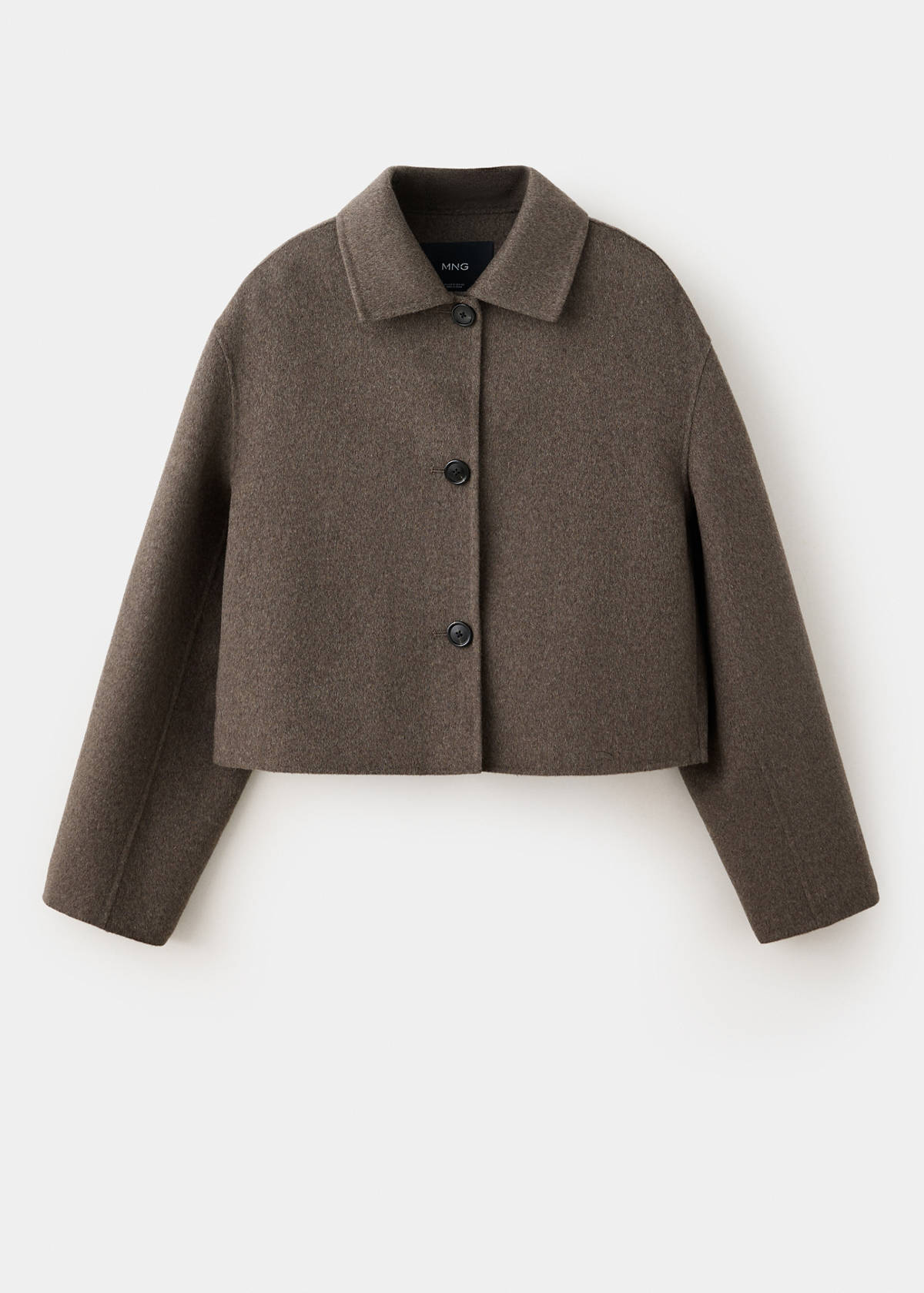Wool jacket with shirt collar — Medium Brown