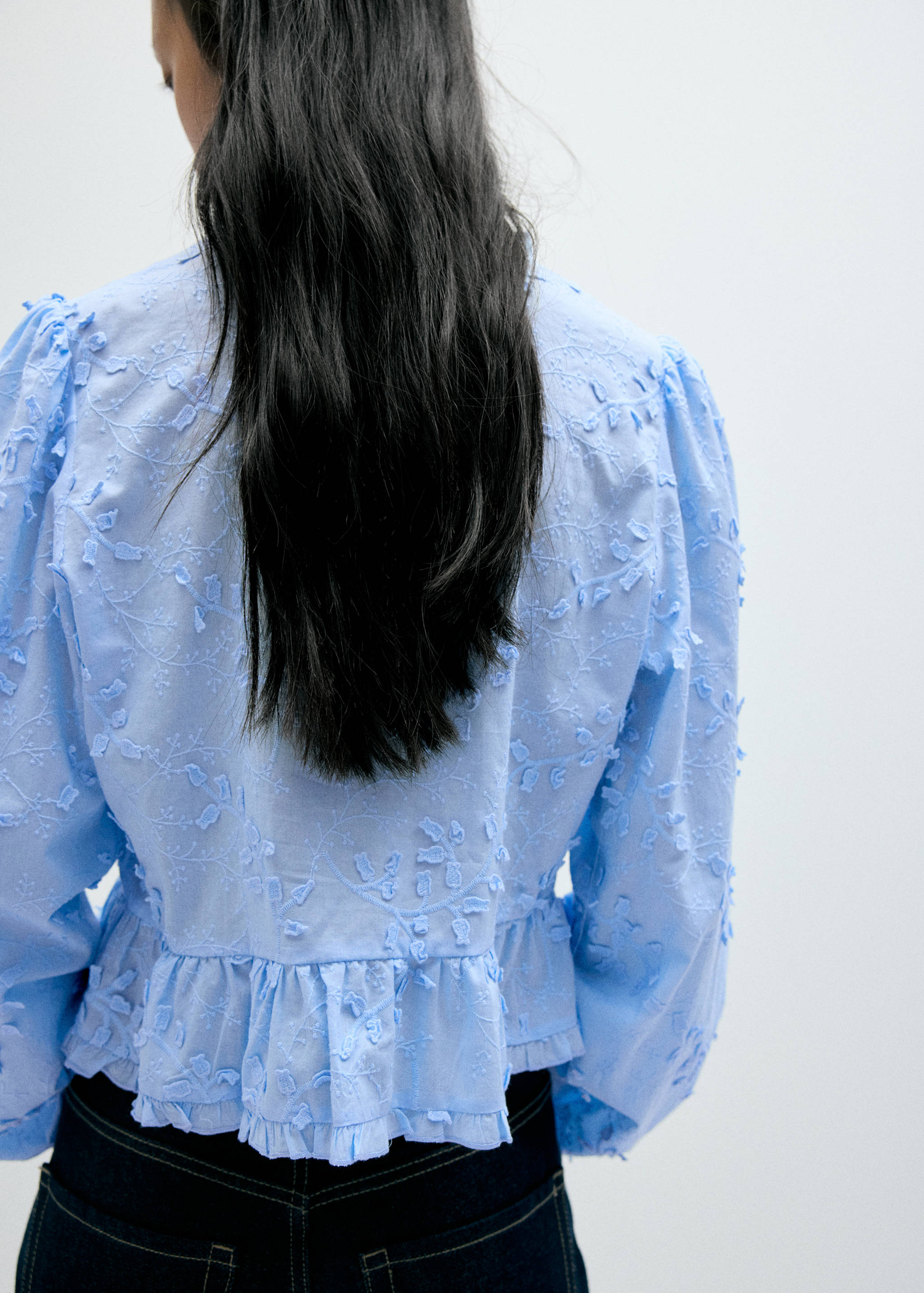 Embroidered blouse with frill detail - Reverse of the article