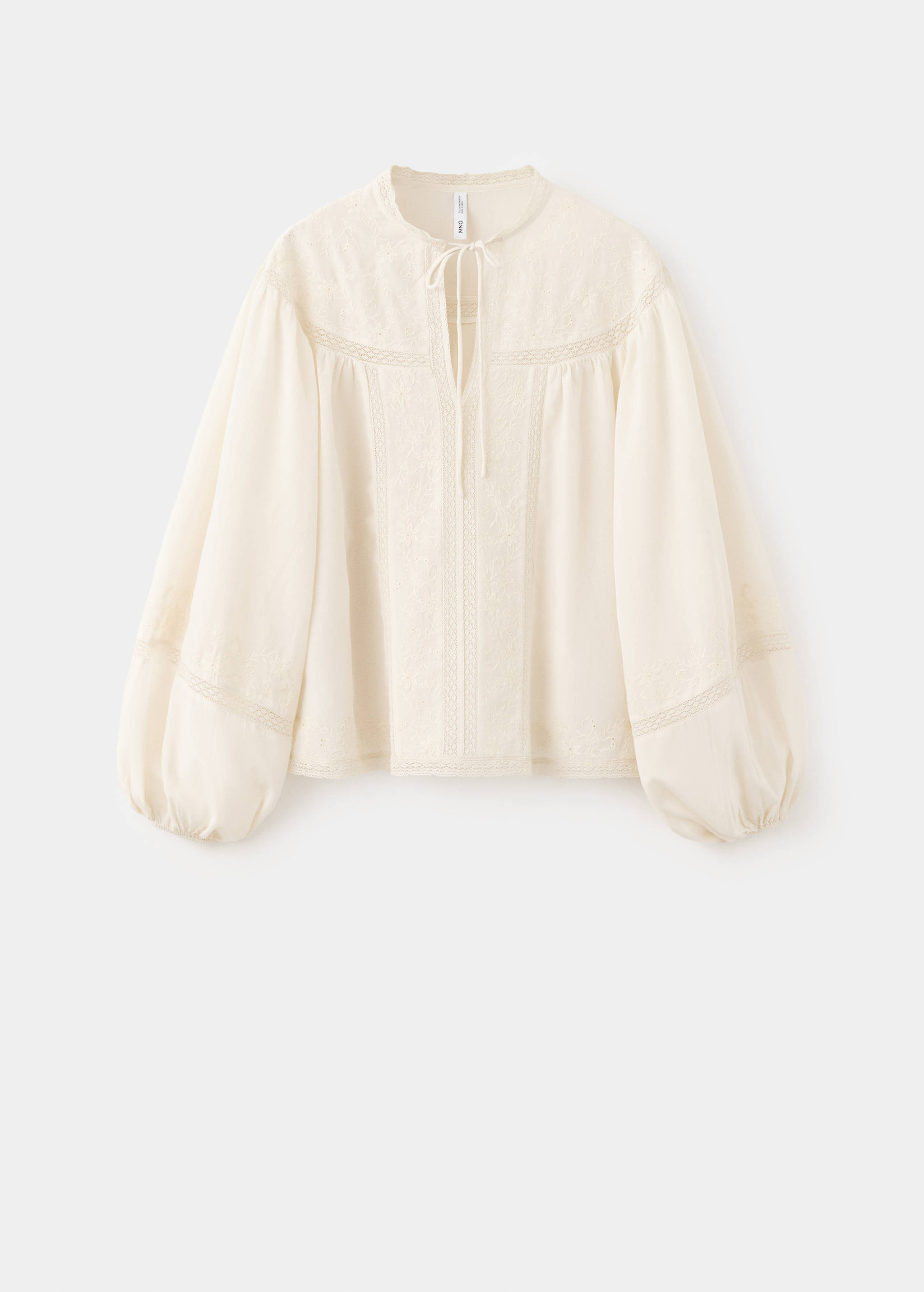 Embroidered puff-sleeve blouse - Article without model