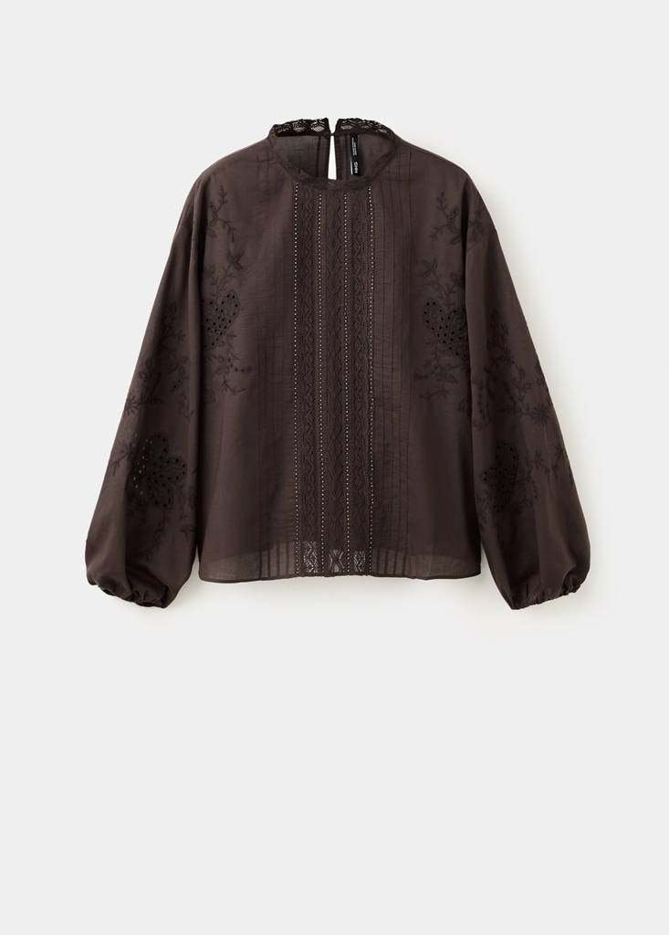 Embroidered blouse with crystal details - thumbnail 4