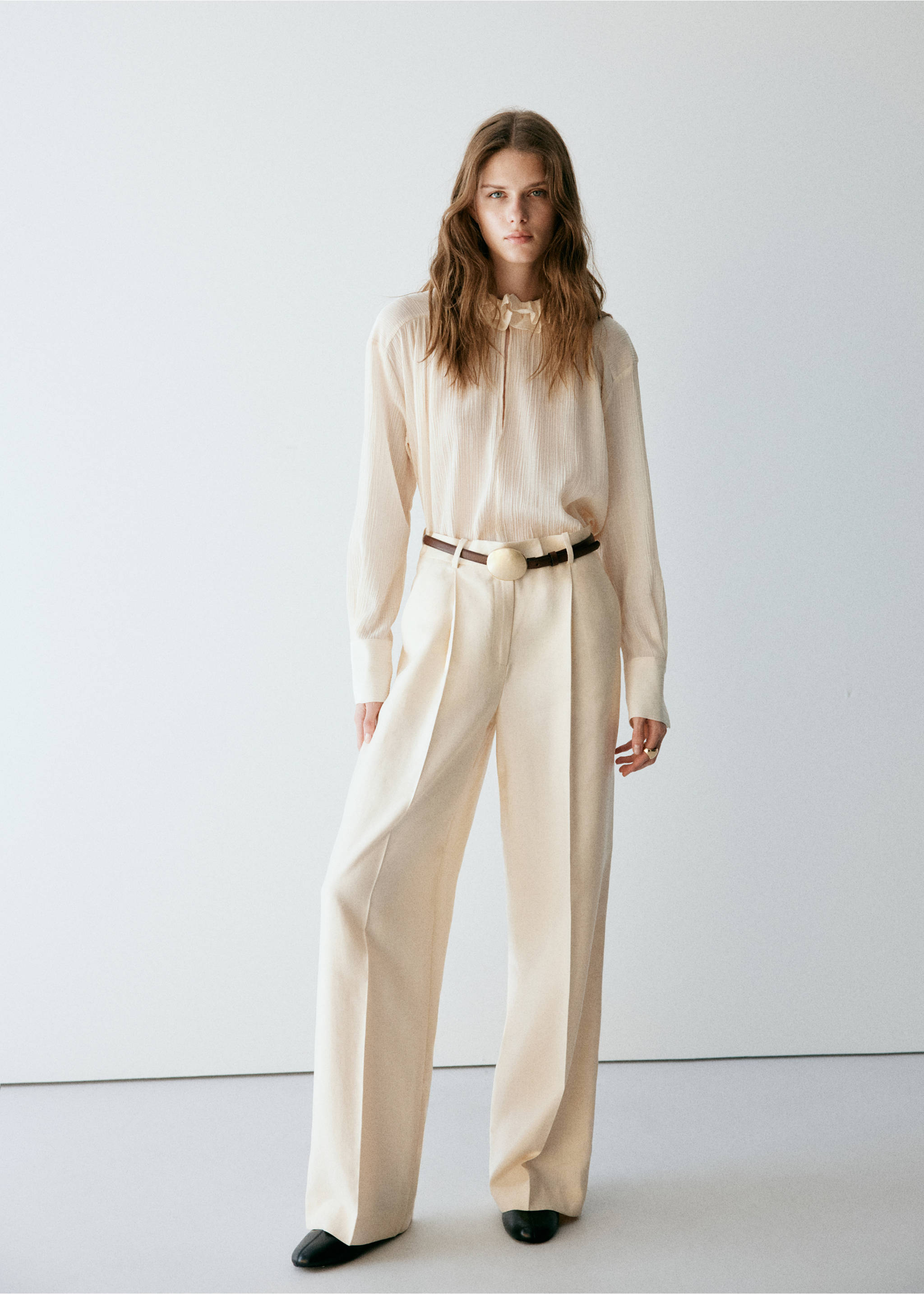 Flowy ruffle blouse - General plane, Ecru. Ref: 37015854-00.