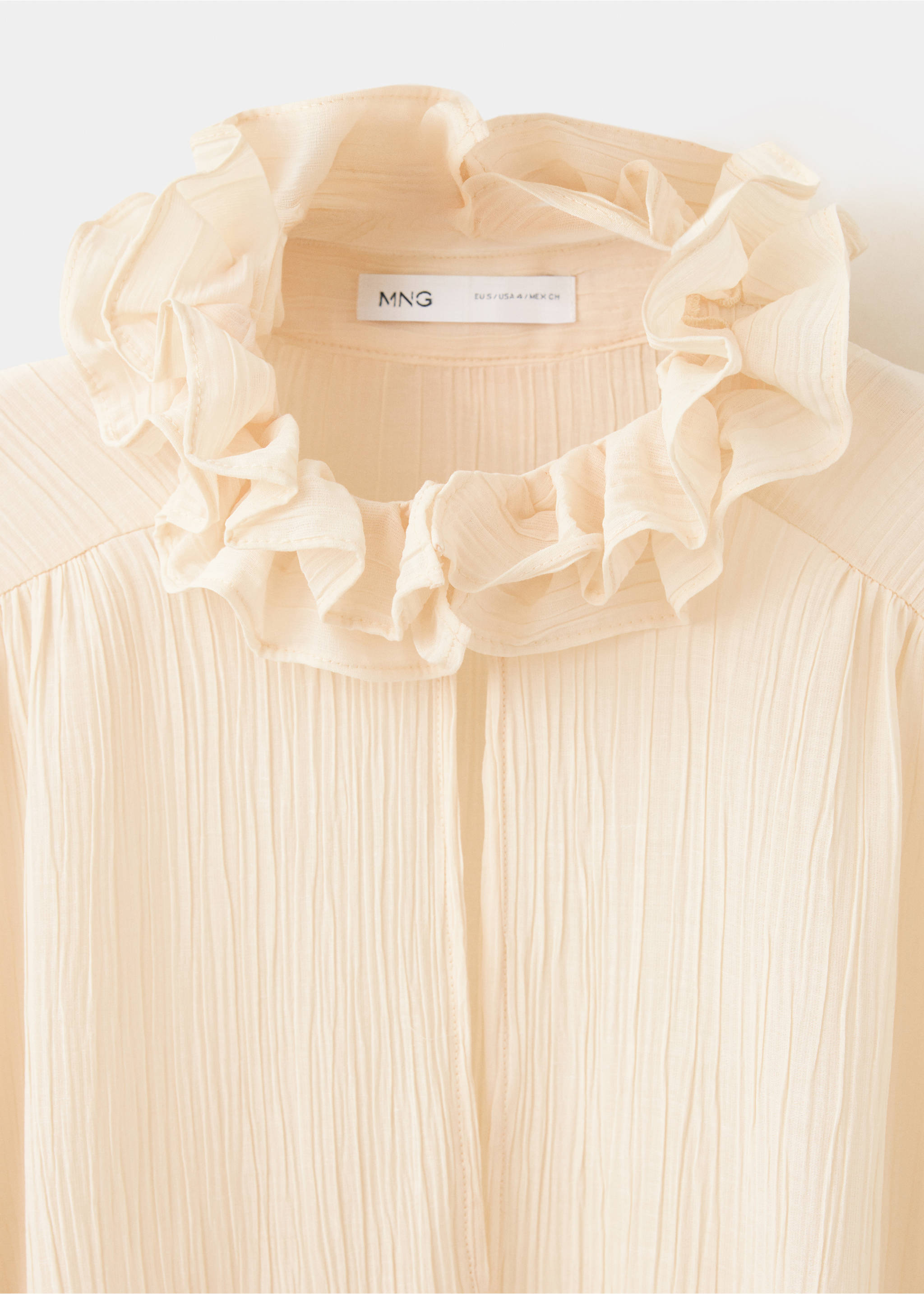 Flowy ruffle blouse - Details of the article 8, Ecru. Ref: 37015854-00.