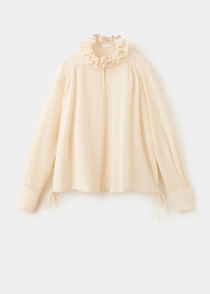 Flowy ruffle blouse — Ecru
