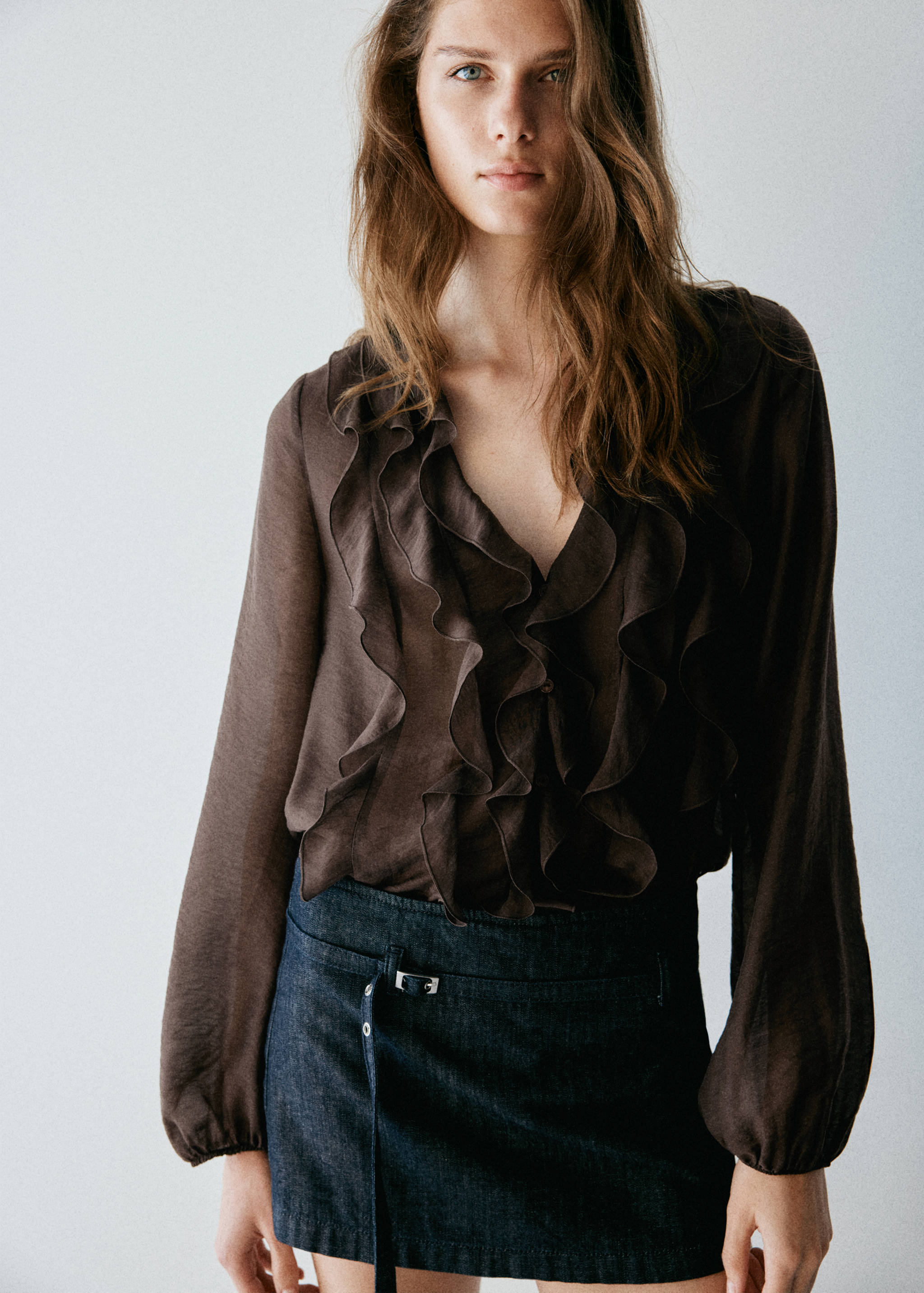 Ruffled lyocell blouse - Medium plane