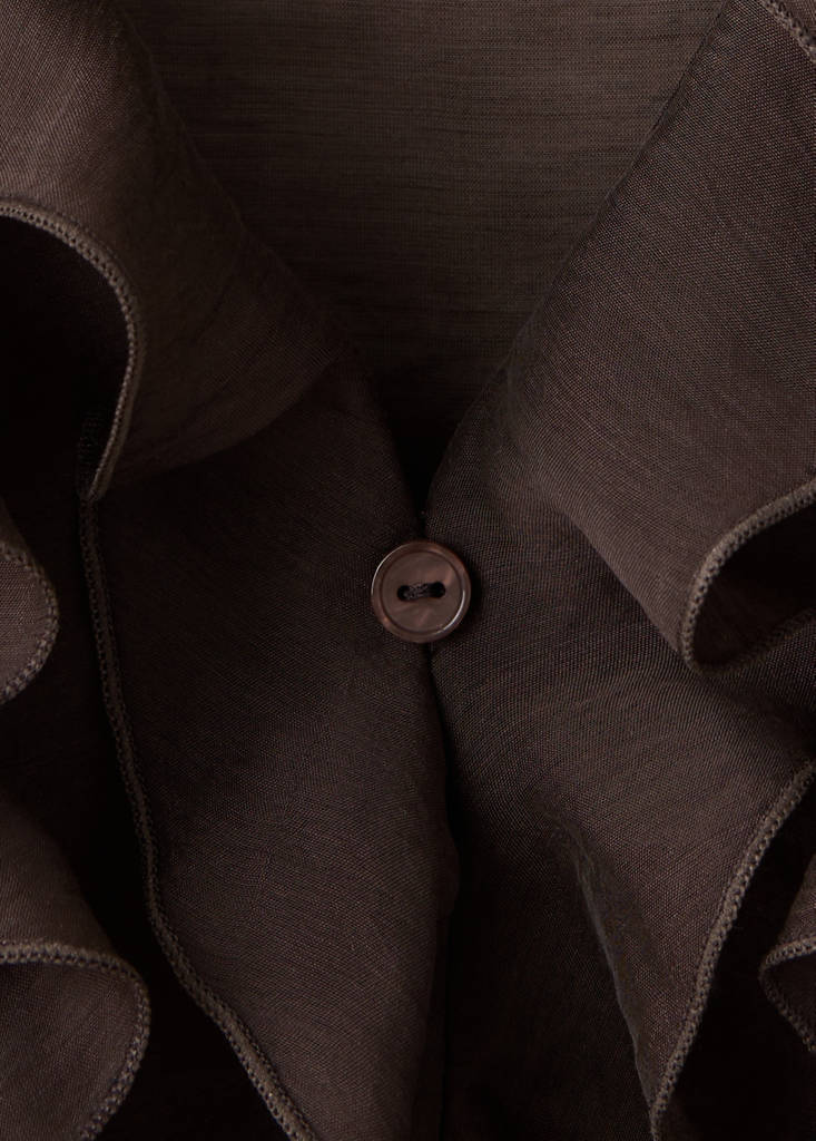 Ruffled lyocell blouse — Brown