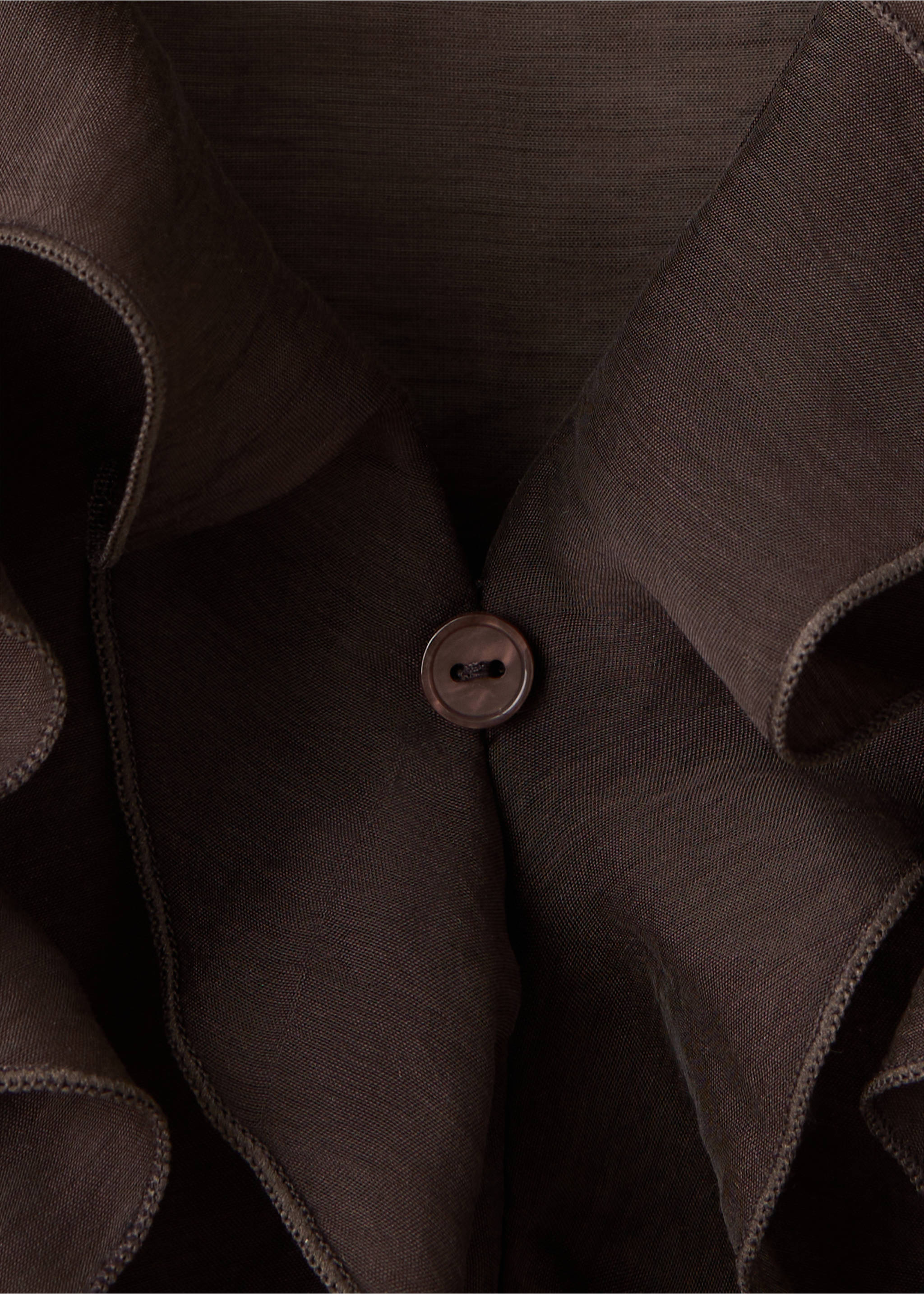 Ruffled lyocell blouse - Details of the article 0, Brown. Ref: 37015857-00.