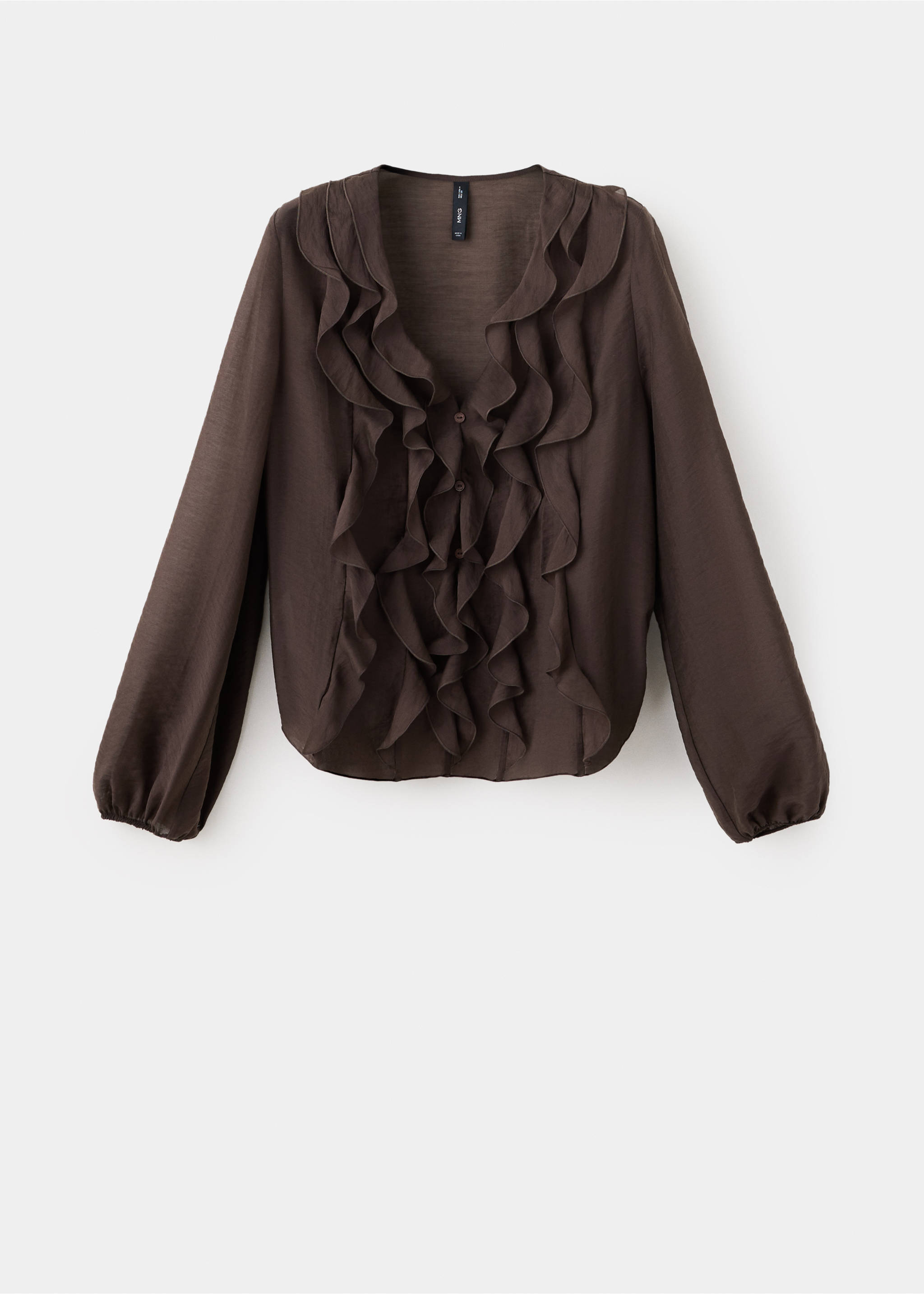Ruffled lyocell blouse - Article without model, Brown. Ref: 37015857-00.