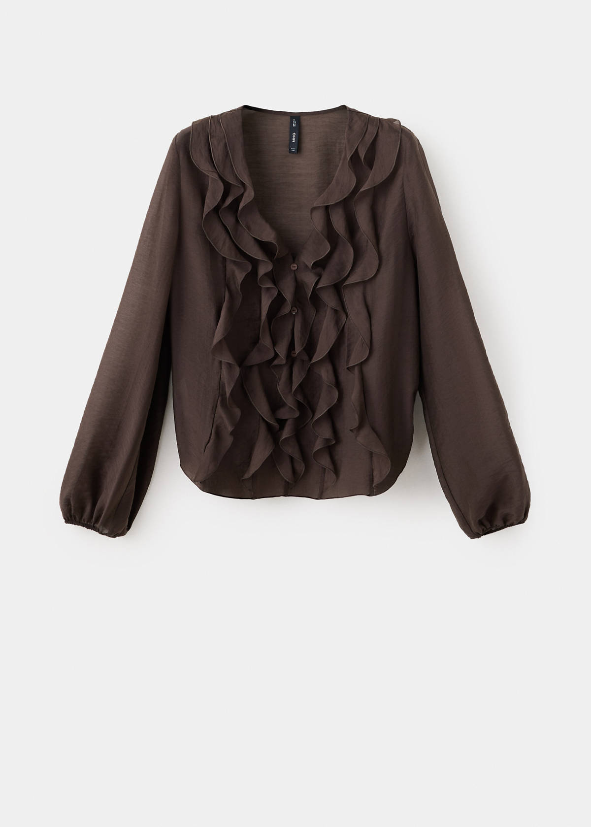 Ruffled lyocell blouse — Brown