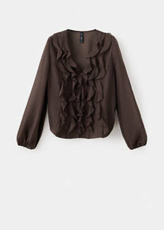 Ruffled lyocell blouse — Brown 5